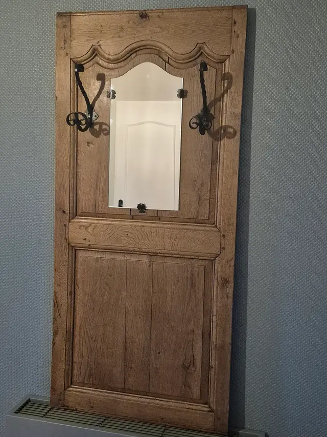 porte-manteau en chêne massif avec miroir